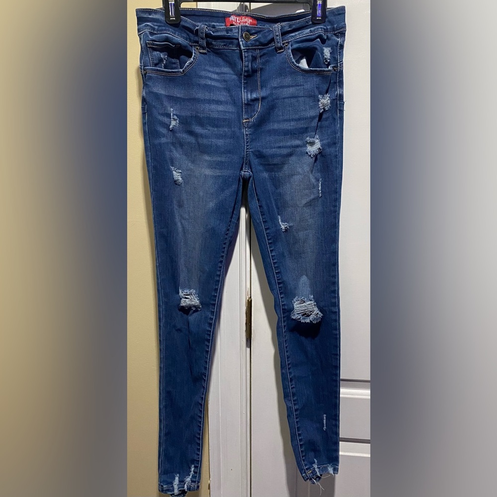 Wax Jean Ripped Blue Skinny Jeans